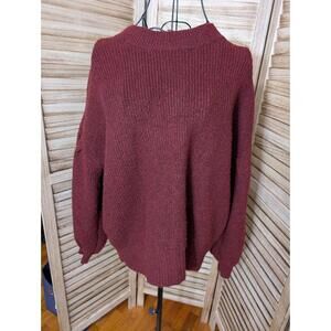 Worthington Dark Red Long Balloon Sleeve Pullover Sweater Women's Sz M